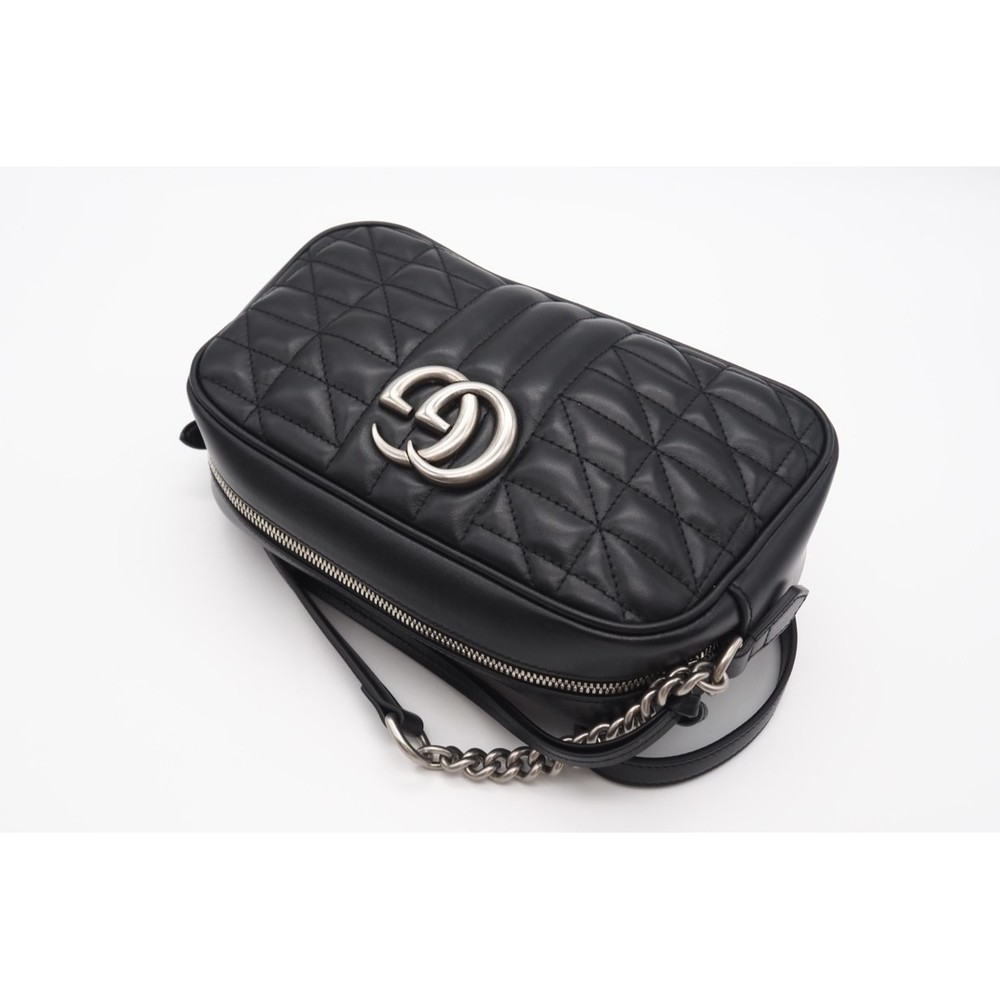 Gucci Bag Black Small Marmont Shoulder GG Quilted